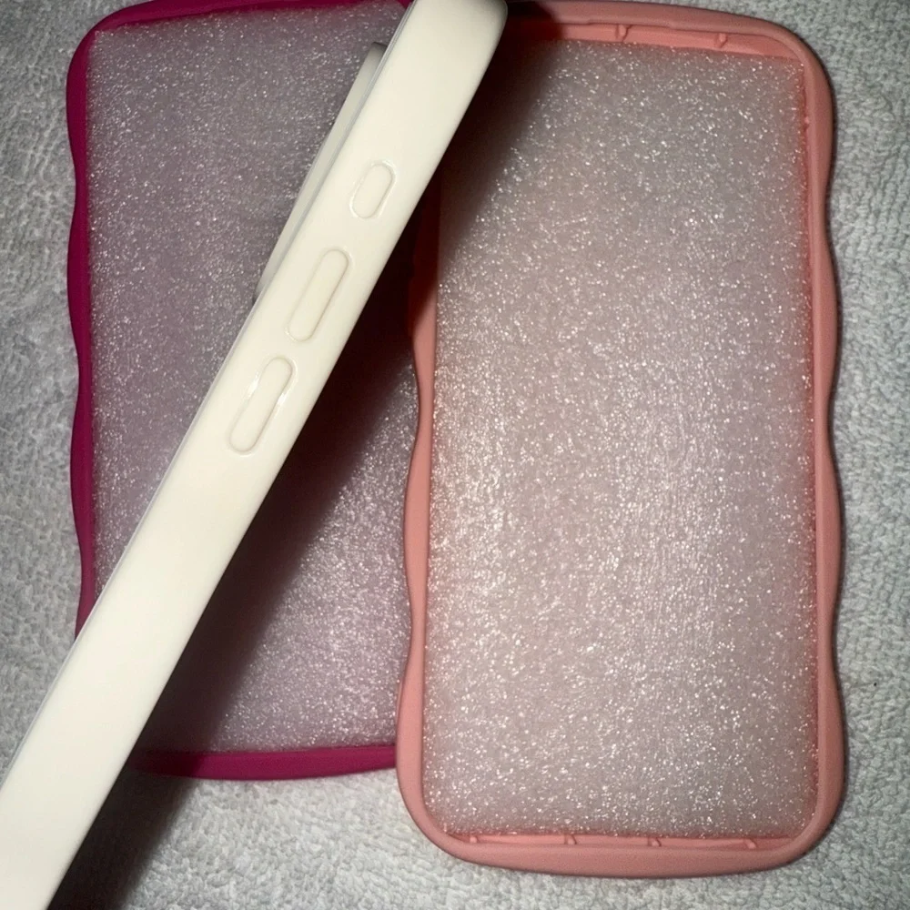 Set of 3 Soft Silicone Cases for iPhone 16 Pro Max Pink Peach and White